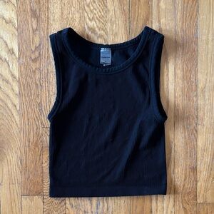 Sunday Best Black Ribbed Fitted Top